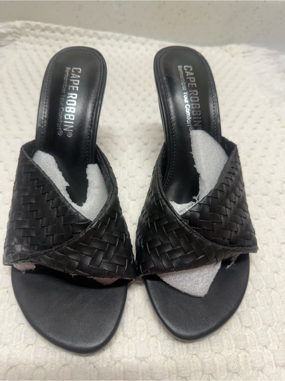 Cape Robbin Black Woven Slip-On Mules